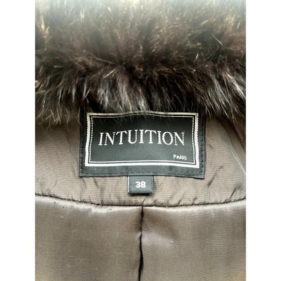 Intuition Paris Fox Fur Trimmed Luxe Belted Parka Jacket 38 6 - Picture 6 of 7
